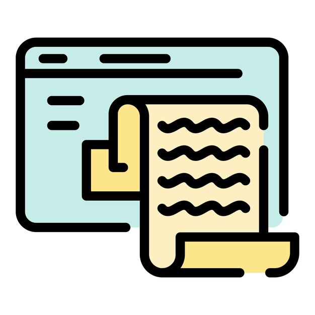 Text document in app window icon Outline text document in app window vector icon color flat isolated