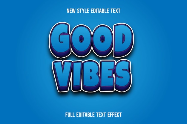 Text effect good vibes on blue and purple gradient