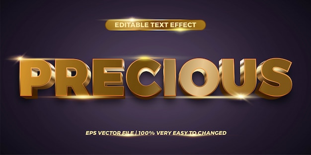 text effect in  precious words text effect theme editable metal gold color concept