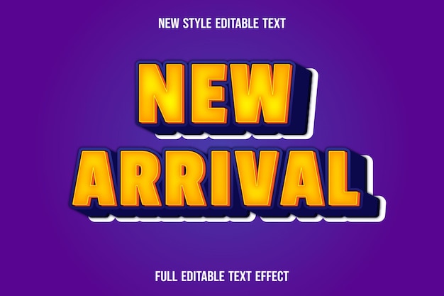 Text effect new arrival with color yellow and blue gradient