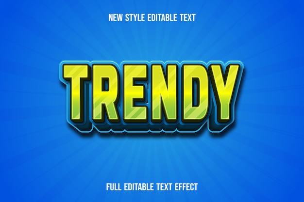 Text effect trendy color green and blue gradient