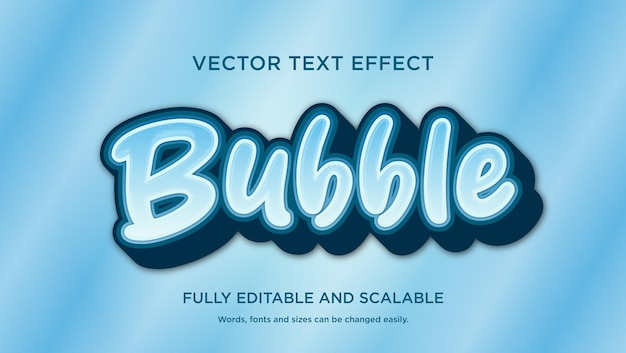 text effect vector bubble with water blue color