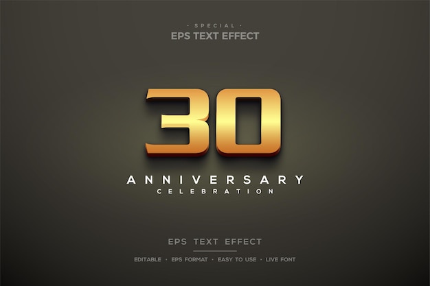 text effect with realistic 3d numbers in the 30th anniversary
