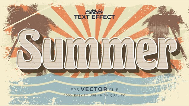 Text style effect. Retro summer text in grunge style