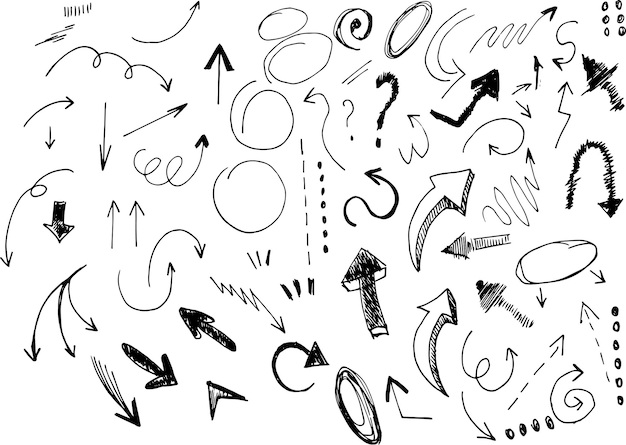 the arrows are handdrawn graphic elements isolated on a white background arrows direction