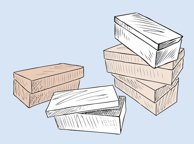 The boxes with the new shoes