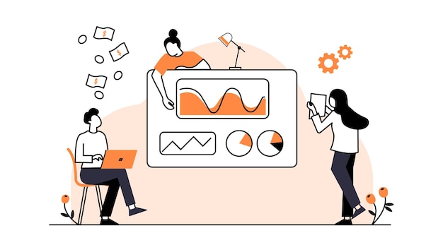 The business team meeting startup Flat vector illustration cartoon