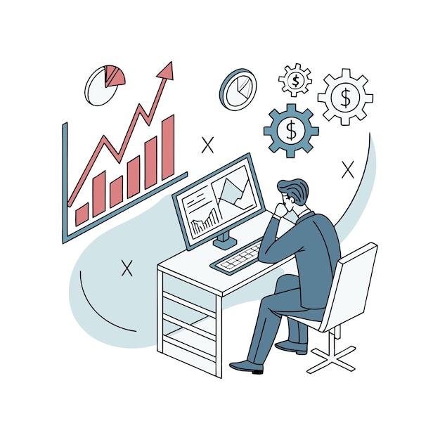 The concept of Statistics and Data Analysis business finance investment businessman doing analysis