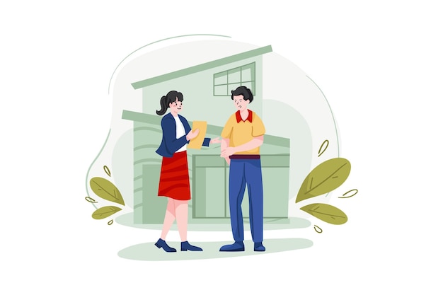 The estate agent is presenting a home loan to the client's