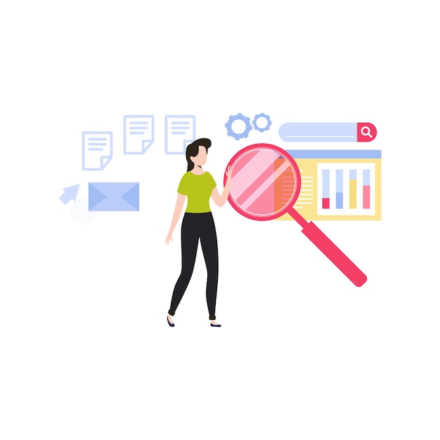 The girl is looking for files