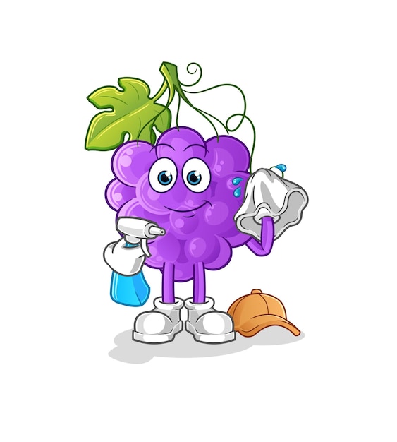 The grape cleaner vector. cartoon character