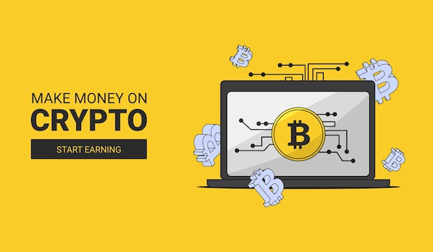 The inscription make money on the crypt and the button start earning on a yellow background