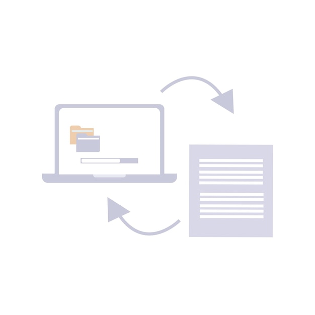 The laptop converts the data into a document