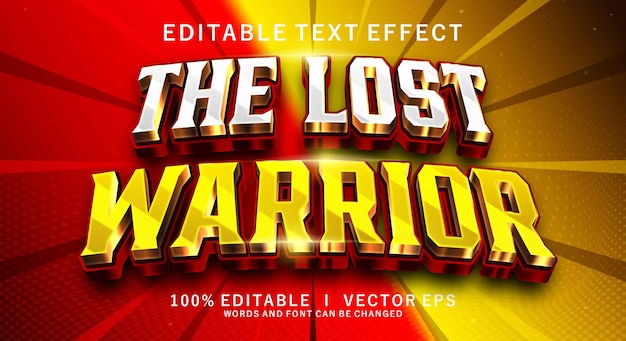the lost warrior 3d vector text effect with modern style design