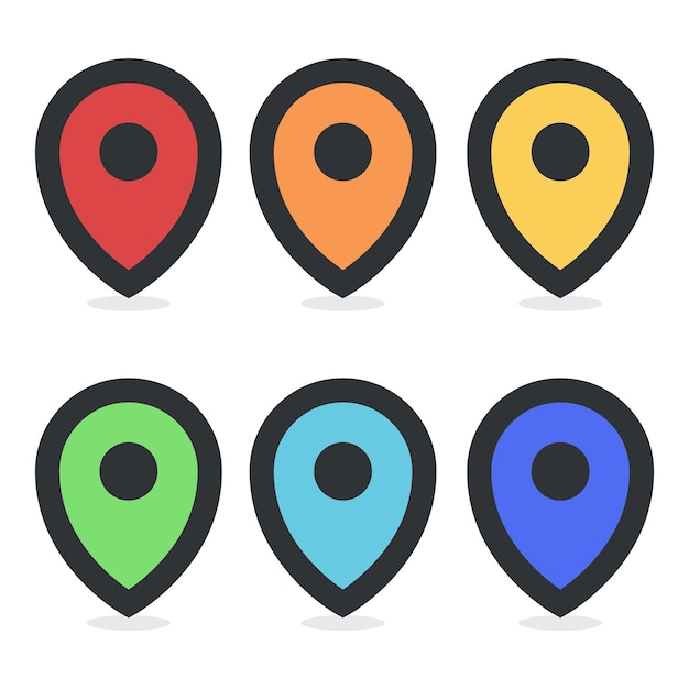 Thick Outline Location Pins Set