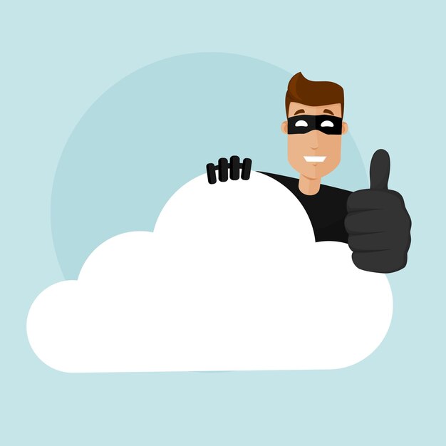 Thief stealing important information from cloud storage
