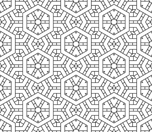 Thin line striped hexagon, triangle, rhombus seamless pattern. Linear geometric background. Wrapping
