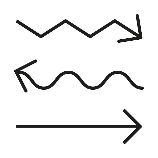 thin zigzag arrows in sketch style design element vector illustration