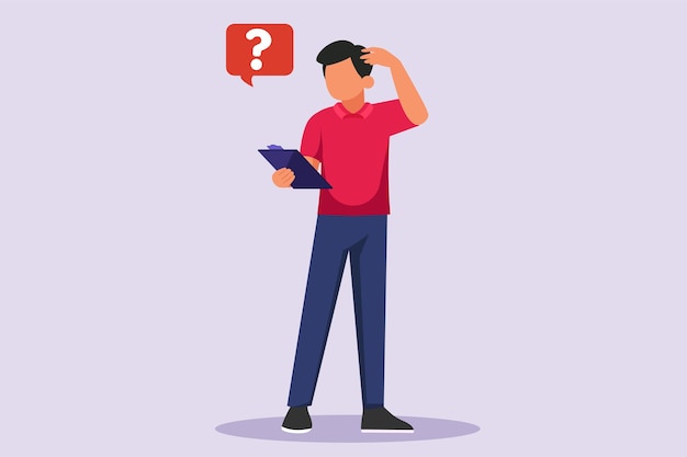 Thinking or solving problem concept Colored flat vector illustration isolated