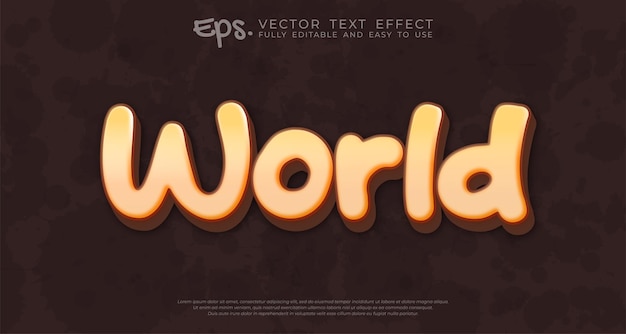 Three dimension text world with editable style effect template