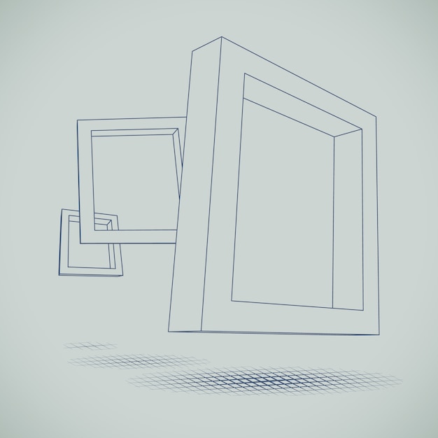 Three rectangular 3D frames blueprint