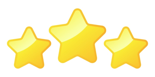 Three Shiny Golden Star Vector Illustration
