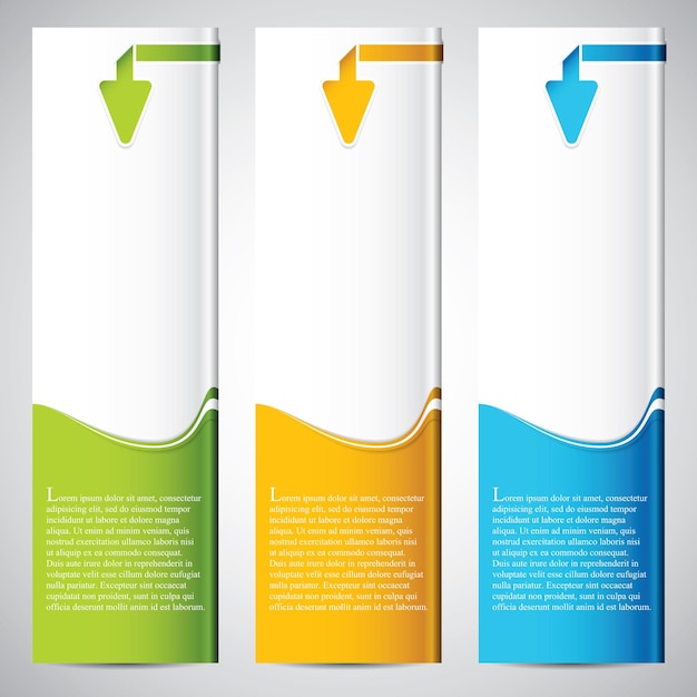 Three universal banner style web element with text