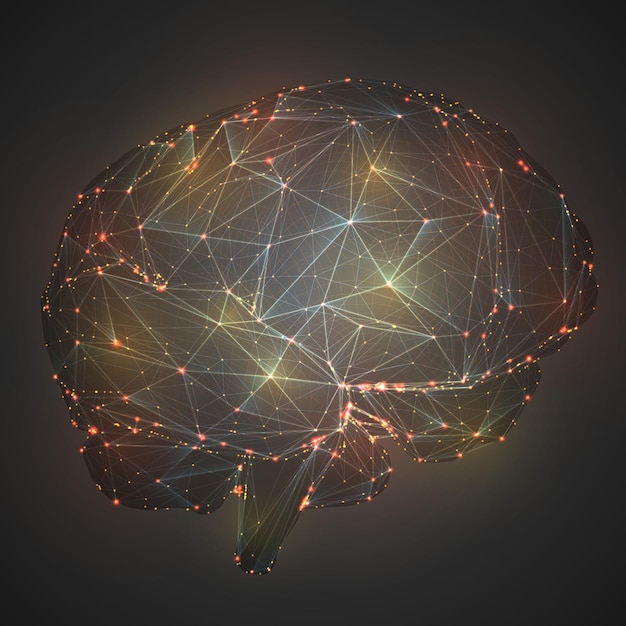 threedimensional vector cyber brain neural network megadata processing template interface design on background
