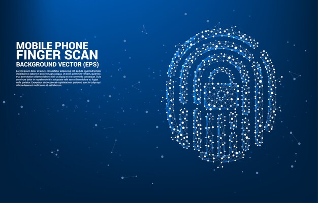 thumbprint icon from dot connect line polygon with lock pad center.