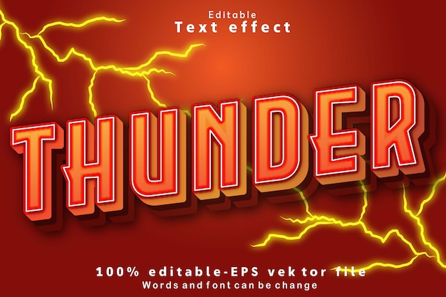 Thunder Editable Text Effect 3D Emboss Modern Style