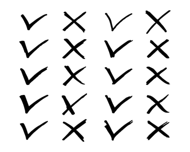 Tick and cross  signs Checkmark OK and X icons