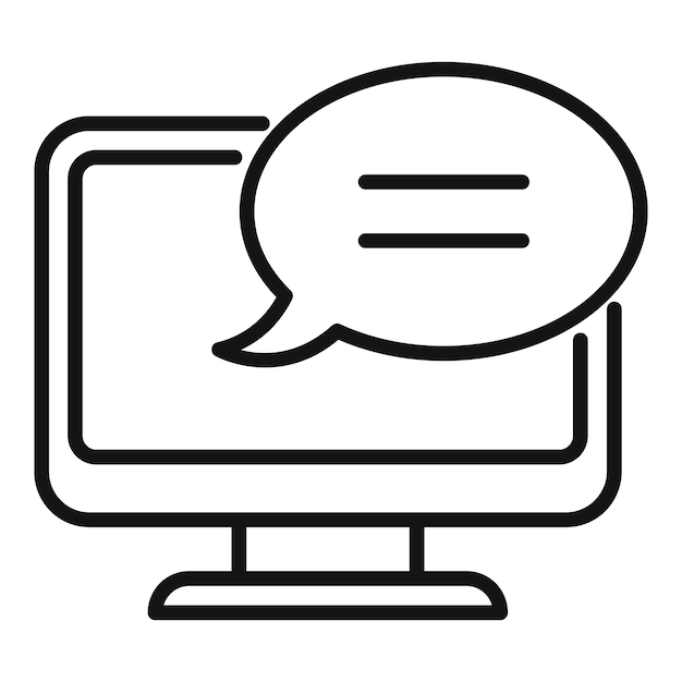 Tietokoneen chat -ikoni ääriviivat vektori Puhelu yhteystiedot Sivu sähköposti
