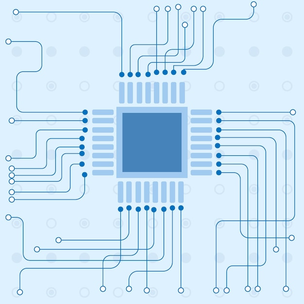 Tietokonesiru Elektroninen piirilevyvektori teknologia- ja rahoituskonseptiin sekä koulutukseen