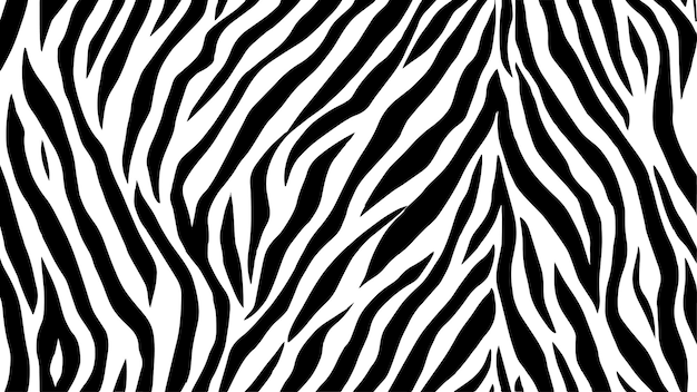 tiger print or skin texture vector with abstract black stripes pattern on transparent background