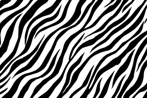 tiger print or skin texture vector with abstract black stripes pattern on transparent background