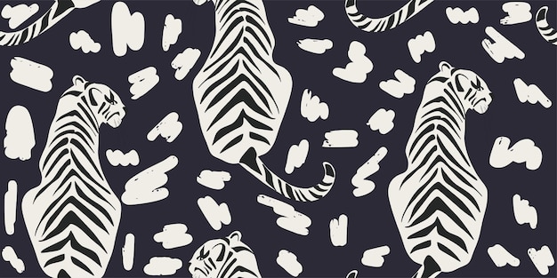 tigers seamless pattern creative collage pattern fashionable template for design