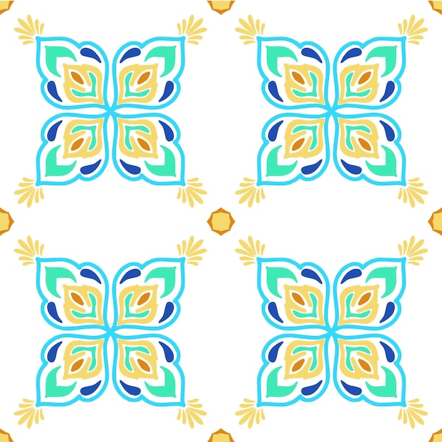 tile seamless pattern design with colourful motifs background