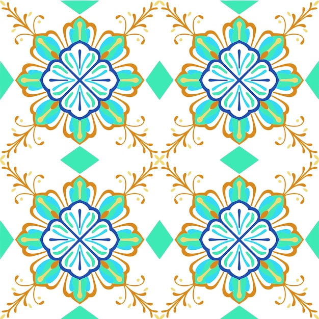 tile seamless pattern design with colourful motifs background