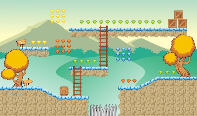 tileset platform and background for creating mobile game