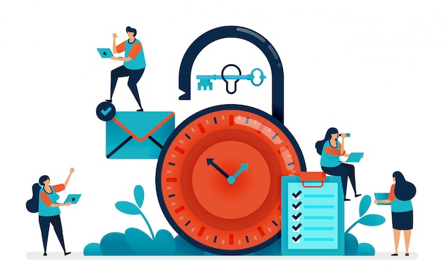 Time management at work, multitasking in managing time, security scheduling.