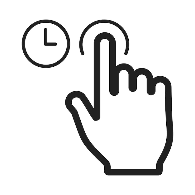 Time Management Hand Touching Clock Icon