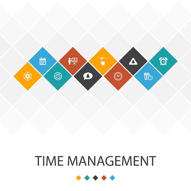 Time Management trendy UI template infographics concept. efficiency, reminder, calendar, planning icons