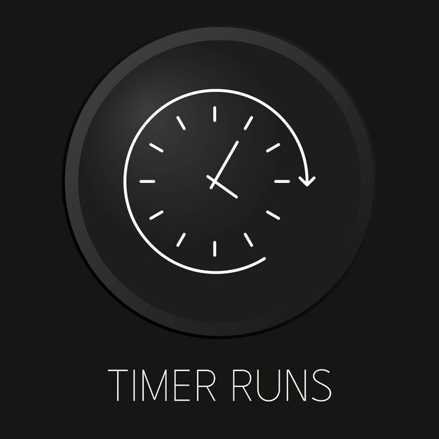 time runs vector line icon on 3d button isolated on black background premium vector