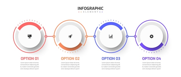timeline infographic template with circle label 4 option can be used for presentation