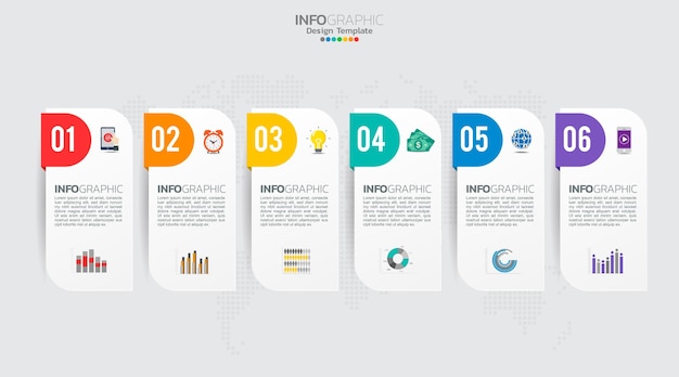 timeline infographic vector with 6 steps can be used for workflow layout diagram annual report web design