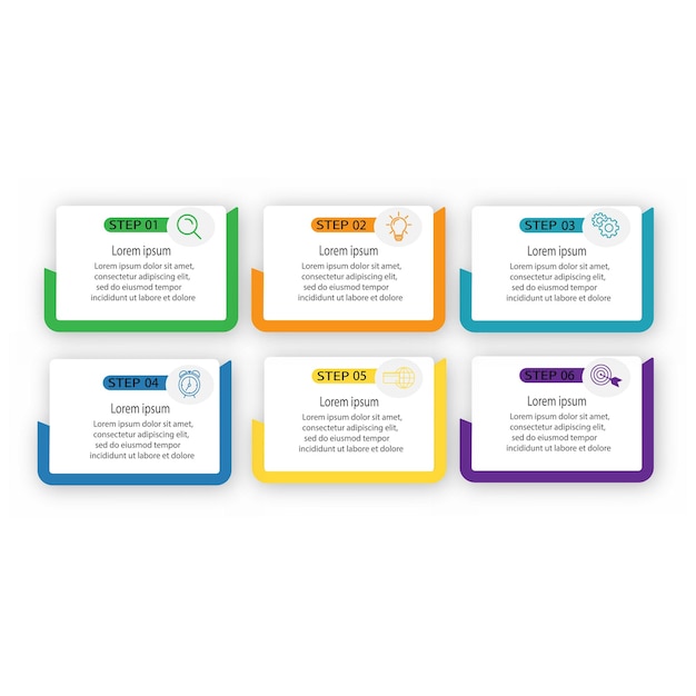 Timeline infographic with infochart Modern presentation template with 6 spets for business process