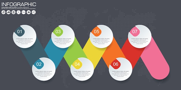 Timeline vector infographic. World map Background