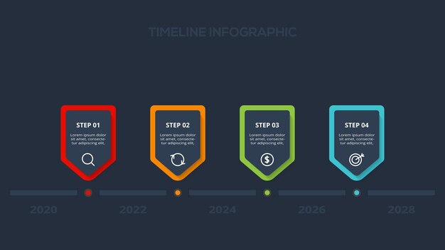 timeline with 4 elements infographic template for web business presentations vector illustration