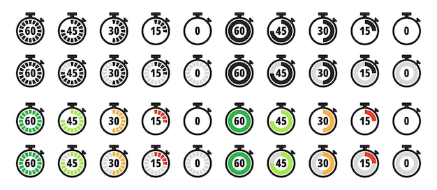 timer and stopwatch icon bundle time left progress icon