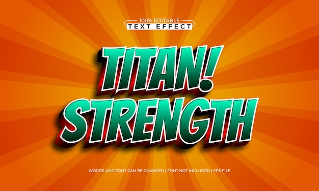 titan strength editable text effect with a kids and happy text style